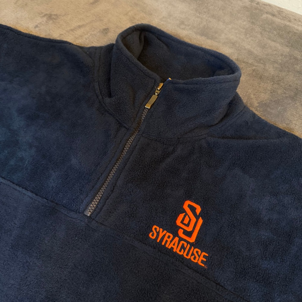 XNT Syracuse Orange Fleece Pullover Mens 2XL Navy Blue Quarter Zip Logo